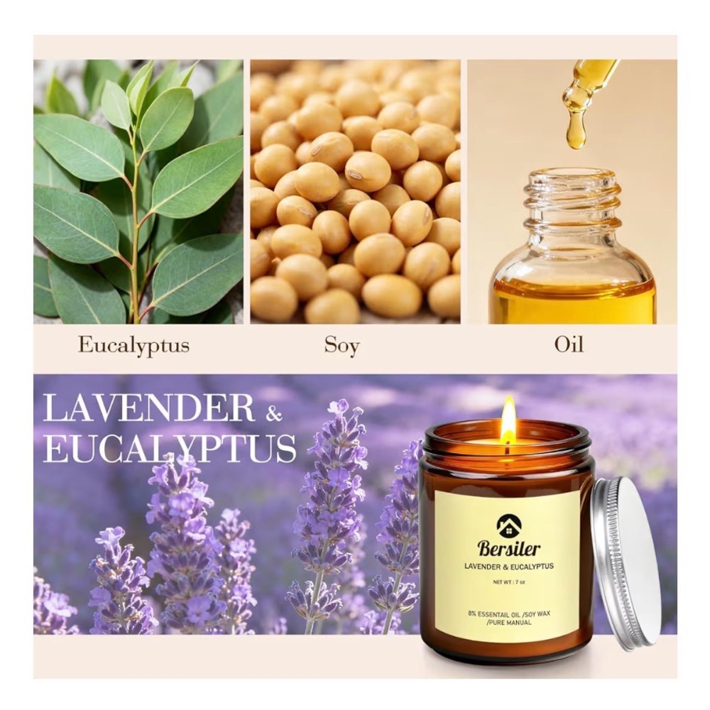 Lavender eucalyptus candle 🕯️ - Picture 2 of 5